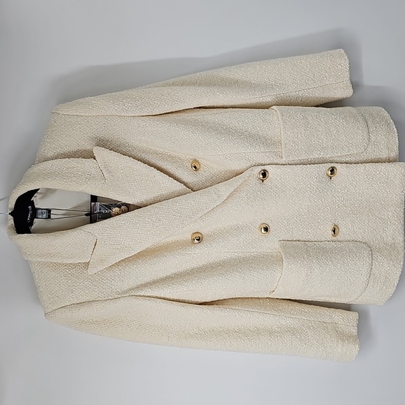 Express Elegant Cream Boucle Double‎ Breast Blazer Jacket Classic Corpcore Fem